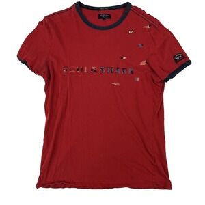 Paul & Shark Red w/ Spellout S/S Cotton T-Shirt Mens Size Medium M